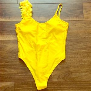 NWOT yellow one piece bathing suit